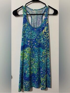 Lilly Pulitzer “Lilly’s Lagoon” Print Racerback Dress Size XS Cotton Summer